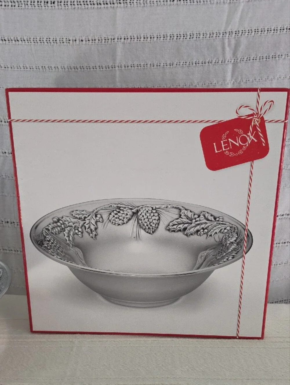 Lenox Holiday Metal Serving Bowl NIB Picone & Holly 12 Inch